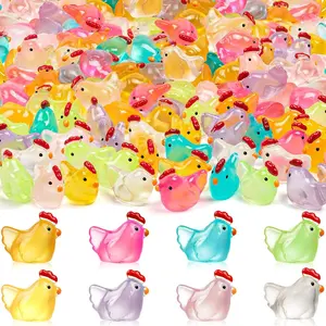 20pcs Luminous Mini Chicken Figurines, Glow in the Dark Resin Chickens, Miniature Animal Toys for Fairy Gardens, DIY Projects & Garden Accessories, Garden Sculptures Statues