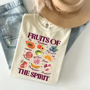 Comfort Colors Boho Christian T-Shirt Fruits of the Spirit TShirt, Fruits and Gifts of the Holy Spirit, Retro Jesus Apparel, Floral Graphic TShirt