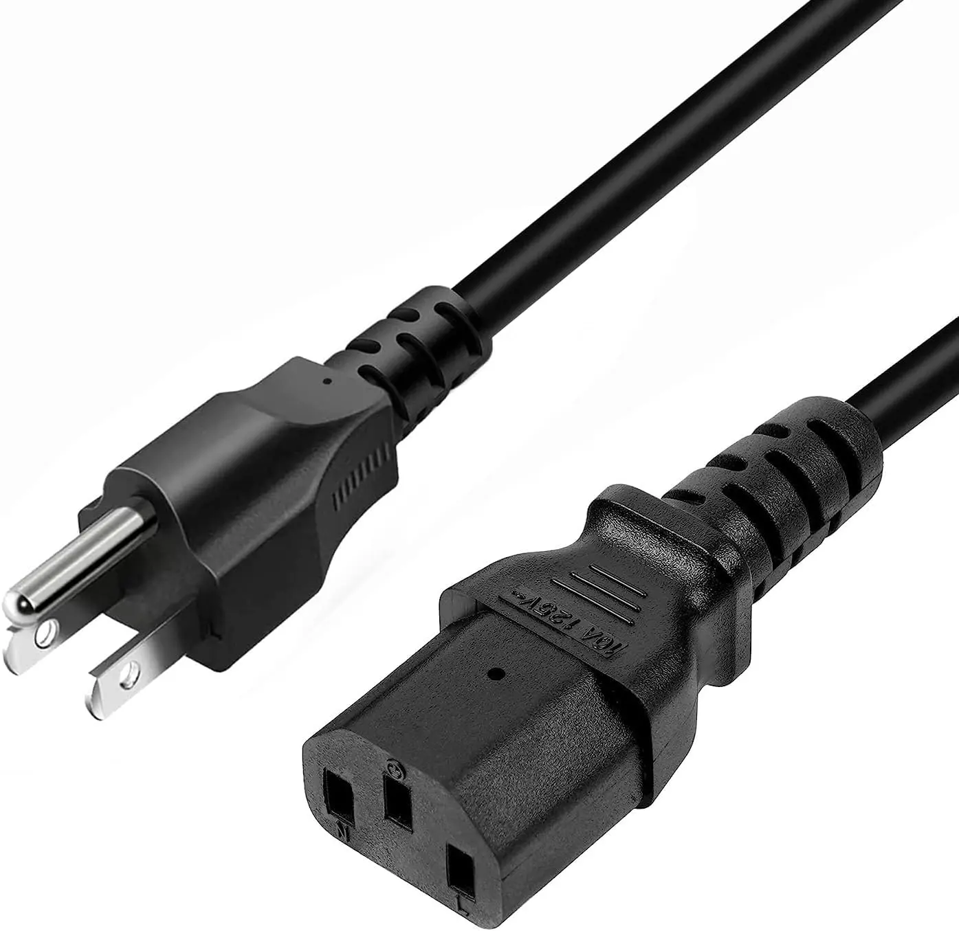 Universal 3 Prong AC Power Cord for TV, Computer, Monitor, Printer, Radio, Appliance & More [5ft,1.5m] 10A, 110-250 Volts, Black Usb Cable