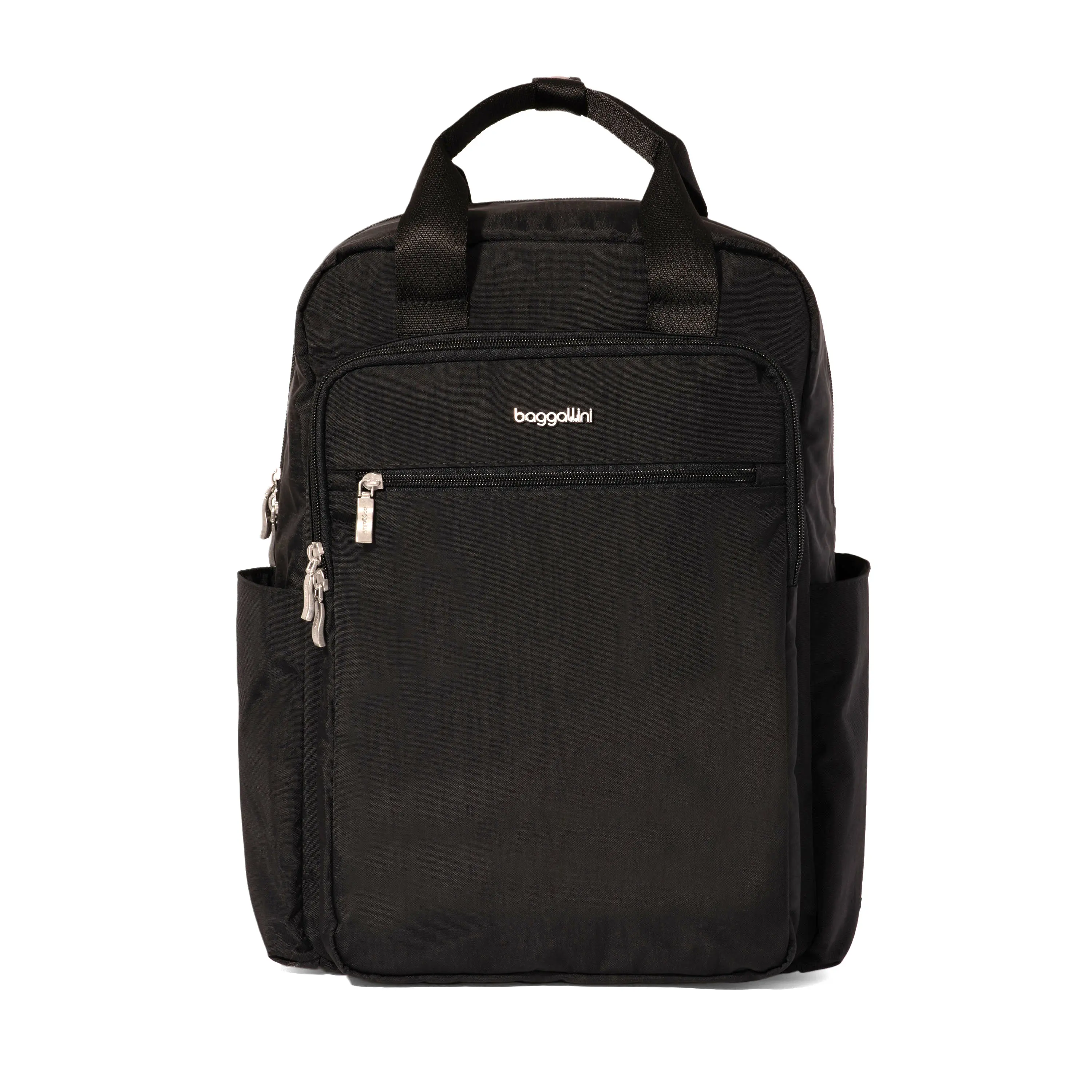 Baggallini Commuter Laptop Backpack, Women's Rectangular Nylon Everyday Carry Bag with Luggage Sleeve for Travel and Daily Use, Laptop Travel Bag, Nylon Outer, Zippered, Airport-Friendly Backpacks