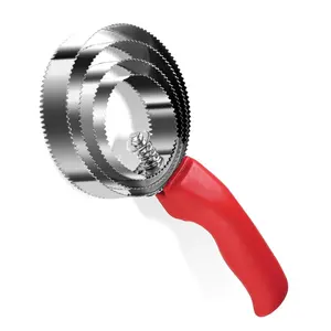 Double Sided Stainless Steel Curry Comb With Soft Grip, Shedding & Grooming Tool For Dogs, Cattle & Horses (Red)