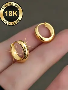 Elegant 18k Stainless Steel Hoop Earrings, 14mm Hypoallergenic Earrings, Low Allergy, Anti-Wear, Anti-Fade, Unisex Jewelry for Daily Wear