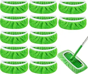 12Pcs Reusable Microfiber Mop Pads Compatible with Swiffer Mop, Replacement Wet Mopping pad Refills & Washable Dry Sweeping Cloths for Surface/Hardwood Floor Cleaning