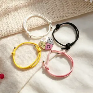 4Pcs Sun Moon Star Cloud Split Puzzle Bracelet Set - Adjustable Braided Cord Matching Friendship Bracelets, Cute Celestial Jewelry Gift for Friends & Family