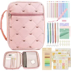 Women's Bow Bible Bag, Fashionable Portable Bible and Book Storage Box, Labelled, Colorful Neutral Pens, Learning Bible Highlighters, Handbag, Pencil Bag