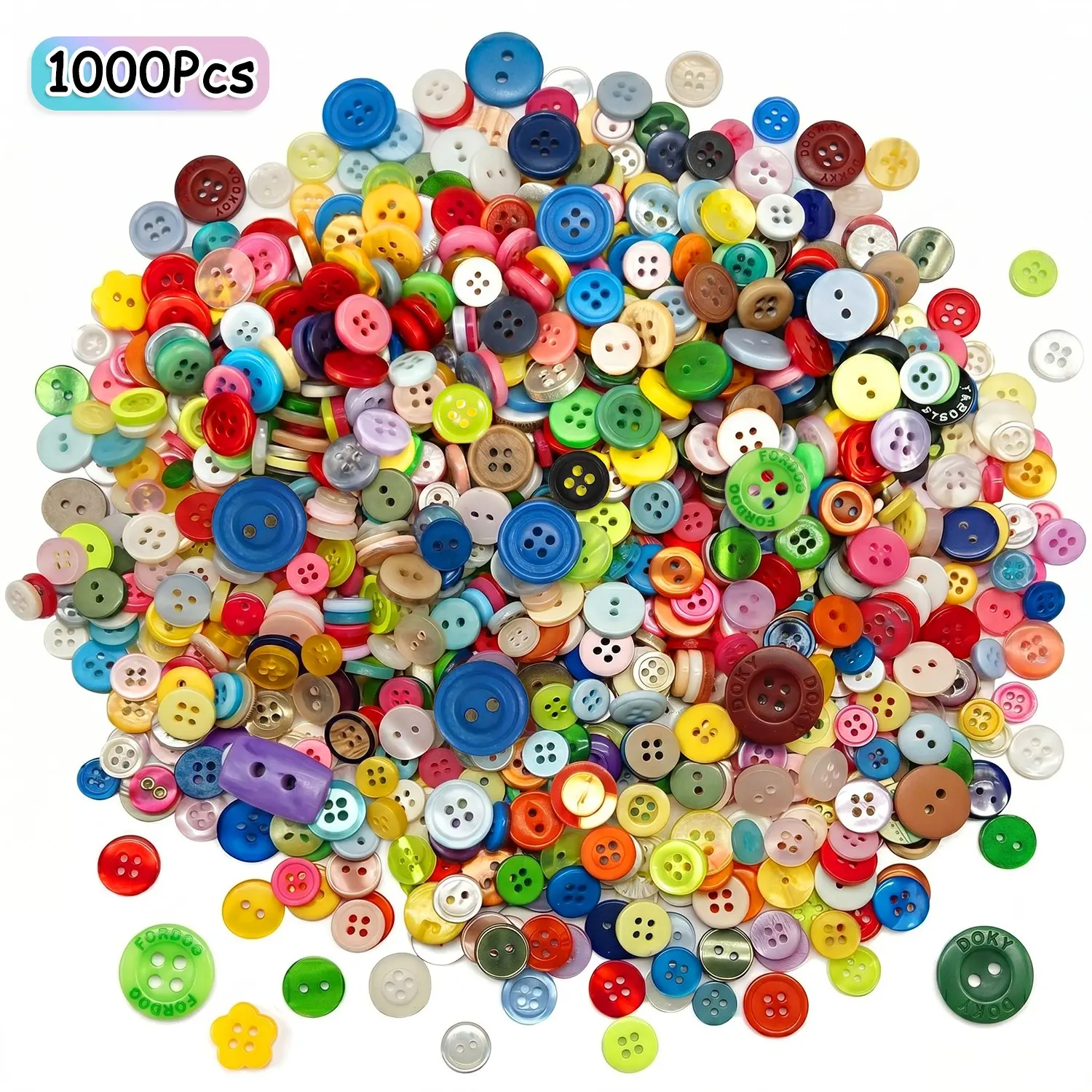 1000pcs Handmade Buttons, Multicolor Resin Round Decorative Buttons, Ideal for Home Sewing, DIY Crafts, Art & Painting Sets