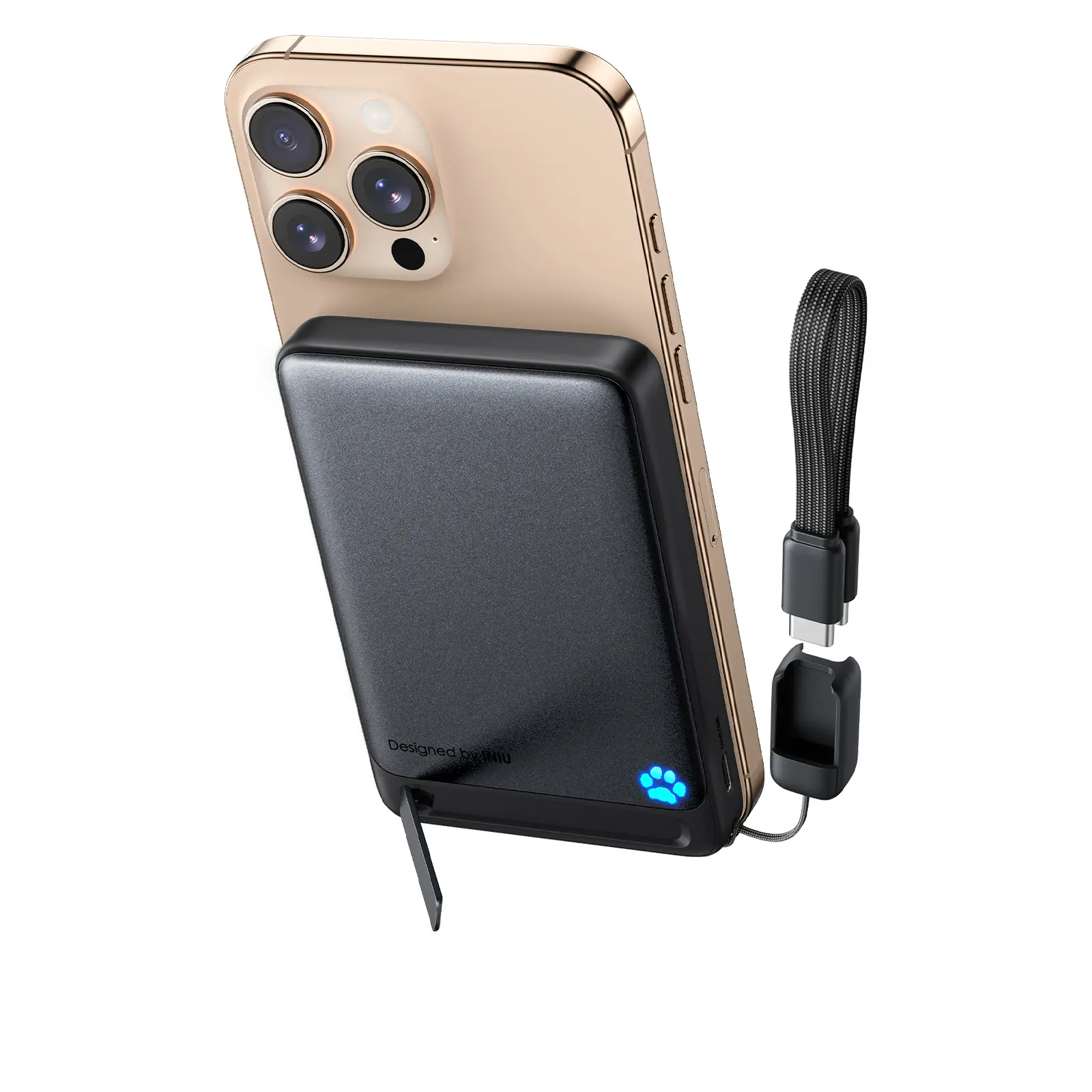 INIU MagFino 10000mAh Qi2 Certified 45W Magnetic Power Bank, Ultra Slim Metal High Capacity Battery with Folding Stand, USB-C In/Out Wireless Charging Mobile Accessory for iPhone 16/15/14/13/12 Series, 3-Year Support