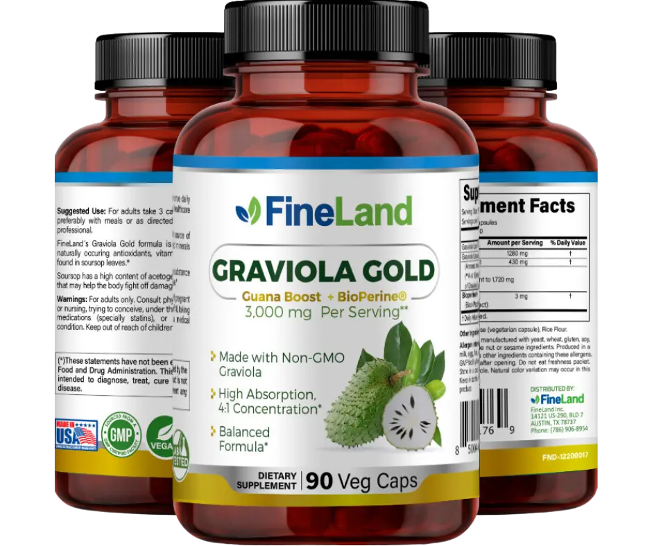 FineLand Graviola Gold High Absorption 4:1 Concentration, Made with Non-GMO Graviola, Balanced Formula Healthcare Dietary