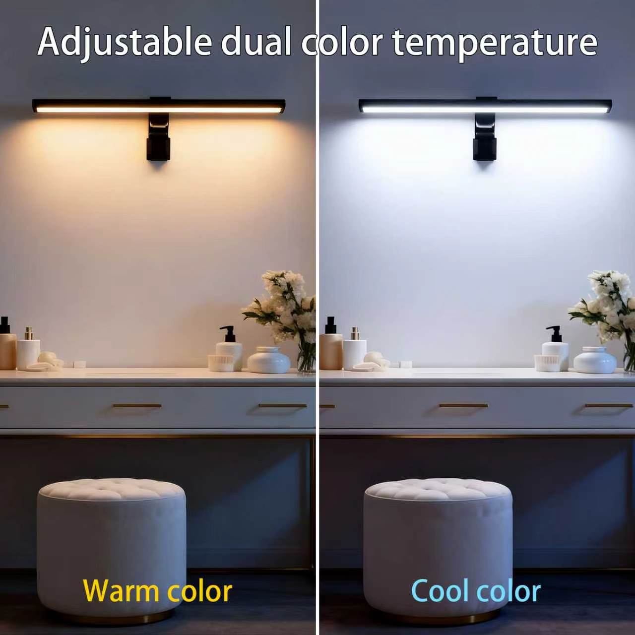 Desktop desk lamp, makeup desk lamp, multi scenario application, CRI>90 USB LED mirror light strip, 3 color temperatures, touch stepless dimming memory, bathroom vanity dimmable desk lamp, lights up every corner of the home