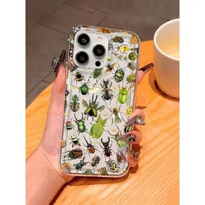 1pc Insect Pattern Print Phone Case Compatible With IPhone 16/11/12/13/14/15/15pro/15 Plus/15 Promax/7plus/8plus/X/Xs Max/Xr/11pro/12pro/13pro/14pro/12mini/13mini/11promax/12promax/13promax/14promax/14plus/6/6s/6plus/7/8/16Pro/16plus/16promax/Se
