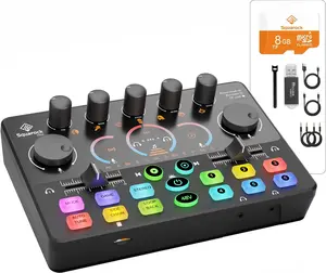 Squarock RS2i2 Audio Mixer USB Sound Board Live Sound Card with 8GB Memory Card