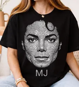 [Sale Up To 50%25] Retro Michael Jackson King of Pop Tee, Halftone Design Shirt, Classic Pop Icon Shirt, , MJ Music T-Shirt for Fans, Gift for Him, Gift for Her