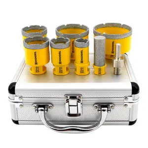 HIGHDRIL Diamond Core Drill Bits Kit with 5/8-11 for Porcelain Tile Ceramic Marble Brick Concrete Vacuum Brazed Hole Saw(25/35/45/50/65/75mm+20mm Finger Bits)