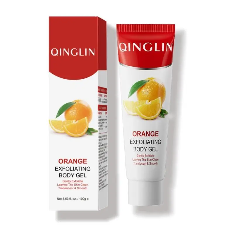 QINGLIN Exfoliating Gel, Moisturizer Face Body Scrub Gel,Deep Cleansing Moisturizing Facial Exfoliator,Natural  Peeling Gel Face Scrub orange enzymes