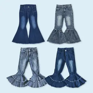Kids girls denim bell bottoms girls washed jeans pants