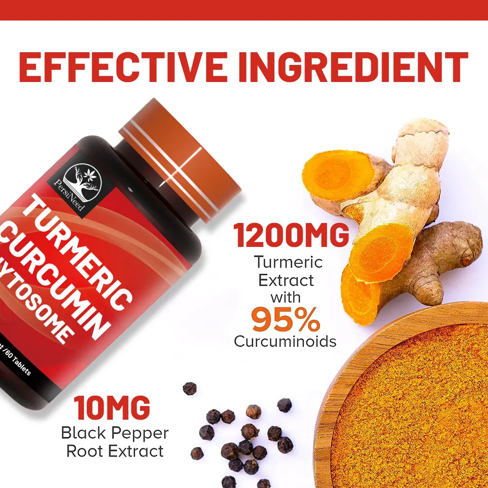 Highly Absorbent Naturally Derived Turmeric Curcumin Edible Dietary Supplement Tablets - Turmeric Rhizome-Extracted, Blended With Black Pepper Extract, Supports Blood Flow Control, Antioxidant Benefits, Yes (Bottle-Packaged), Antioxidants