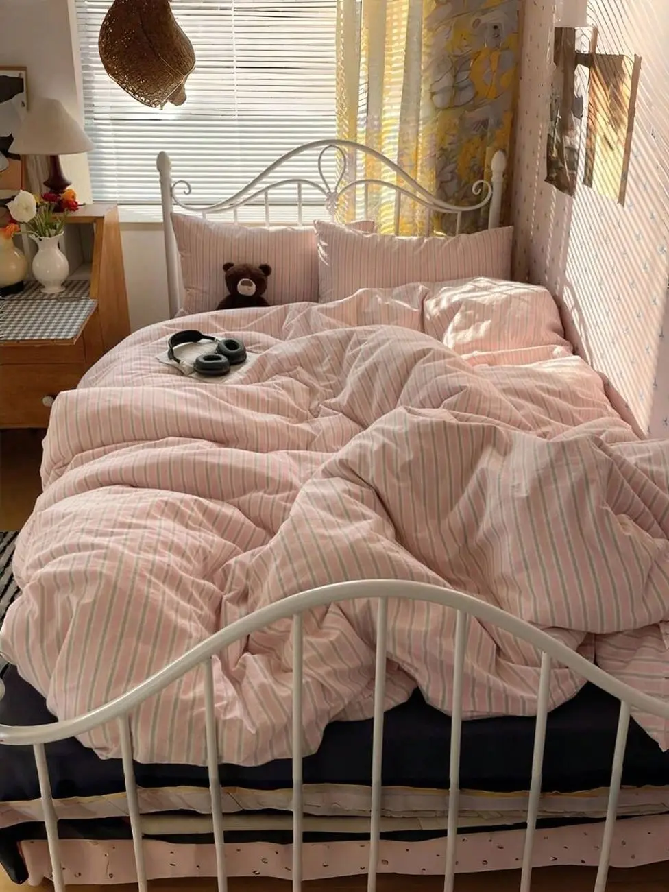 Vintage Print Duvet Cover Set, 3 Piece Polyester Bedding Set with 2 Pillowcases, Soft Breathable Dorm Bedding, All Season Bedroom Decor