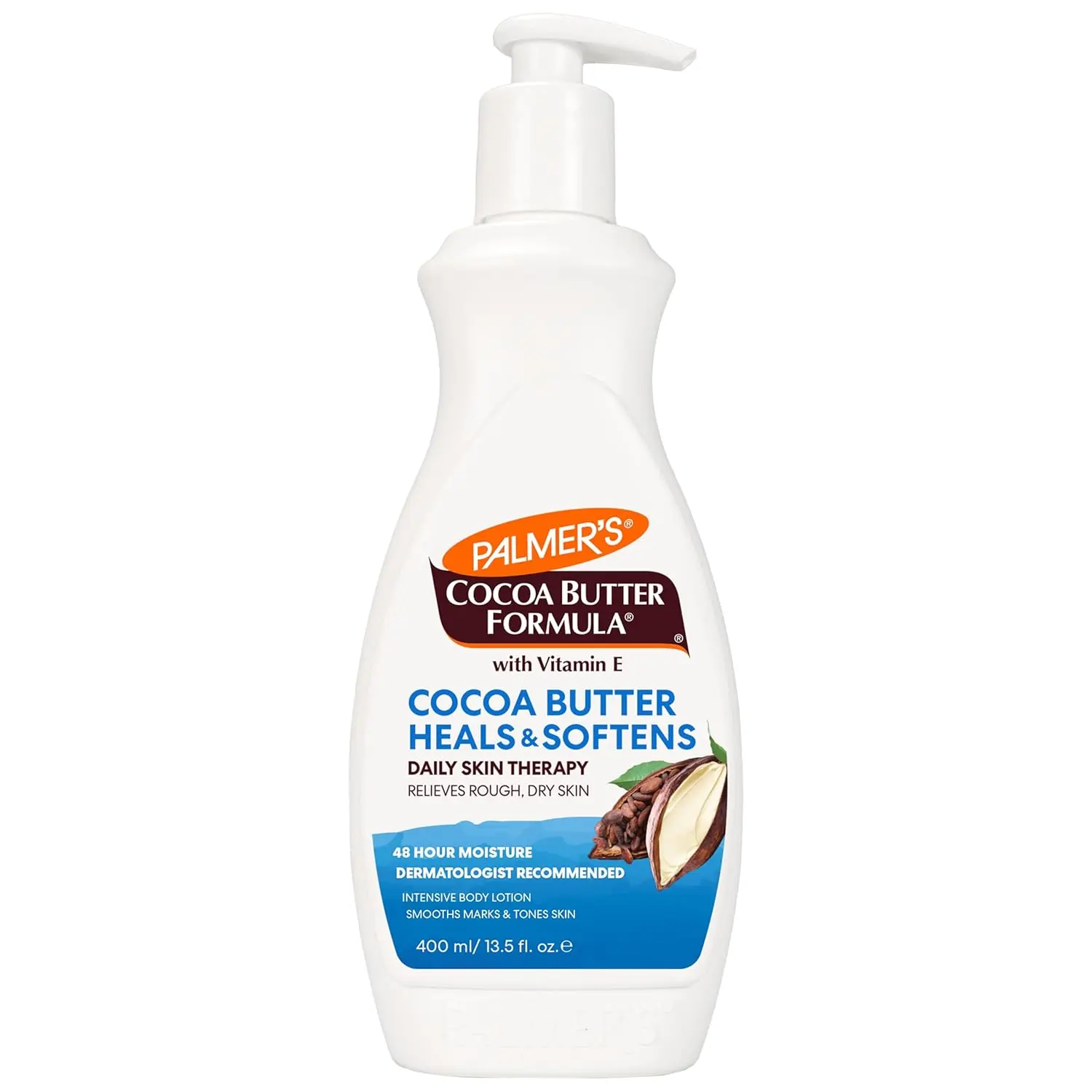 Palmer's Cocoa Butter Body Lotion, Daily Skin Therapy (13.5 fl oz) - Intensive Moisturizer with Vitamin E Relieves Rough Dry Skin, 48-Hour Deep Hydration Daily Pump Care