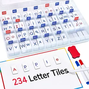 JoyCat Classroom Magnetic Letter Tiles for Phonics and Spelling, 234 Foam Alphabet Tiles Magnetic Letters with Double-Side Magnet Board & Storage Case