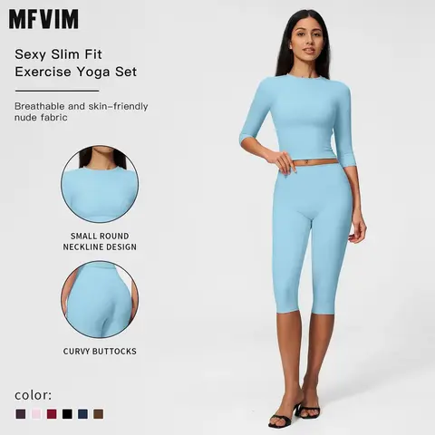 MFVIM Women’s New Fuzzy 2-Piece Yoga Set - High-Waisted Slim Fit Workout Sportswear for Pilates, Fitness, Back to School, Yoga Sets
