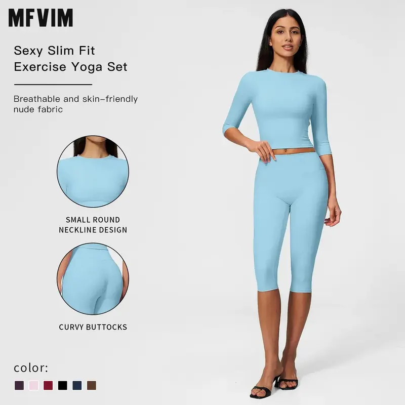 MFVIM Women’s New Fuzzy 2-Piece Yoga Set - High-Waisted Slim Fit Workout Sportswear for Pilates, Fitness, Back to School, Yoga Sets