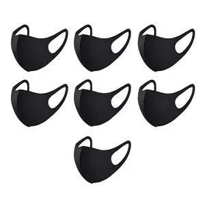 7-Day, 1-Week Pack of Black Comfortable Face Masks Coverings 3-ply Washable Reusable (3 Sizes Avail)