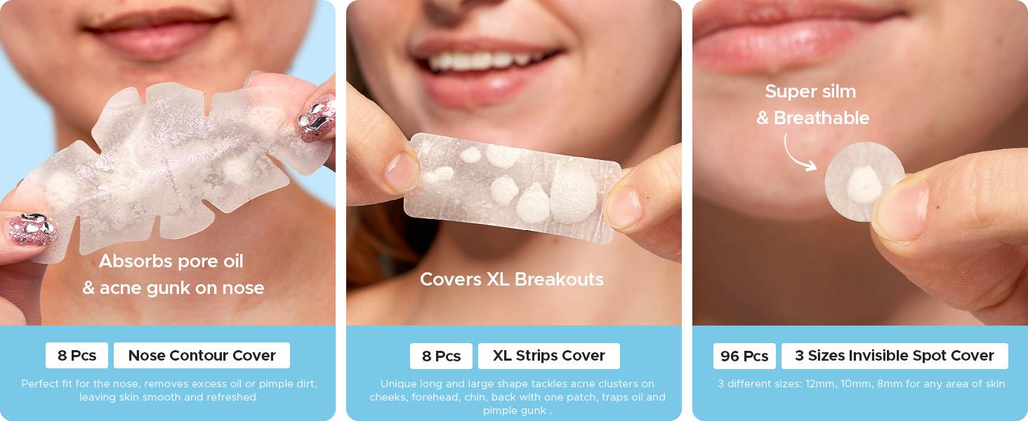 TKTK Hydrocolloid Nose Patches, XL Nose Pore Strips 91 x 48 mm, Large Hydrocolloid Acne Pimple Patches for Face, Cover Zit Blemishes & Absorb Oil (Nose Contoured, Strip, Dots 5 Sizes 112 Count) #mothersdaygift #Summervibes TKTK Hydrocolloid Nose Patches, XL Nose Pore Strips 91 x 48 mm, Large Hydrocolloid Acne Pimple Patches for Face, Cover Zit Blemishes & Absorb Oil (Nose Contoured, Strip, Dots 5 Sizes 112 Count) #mothersdaygift #Summervibes