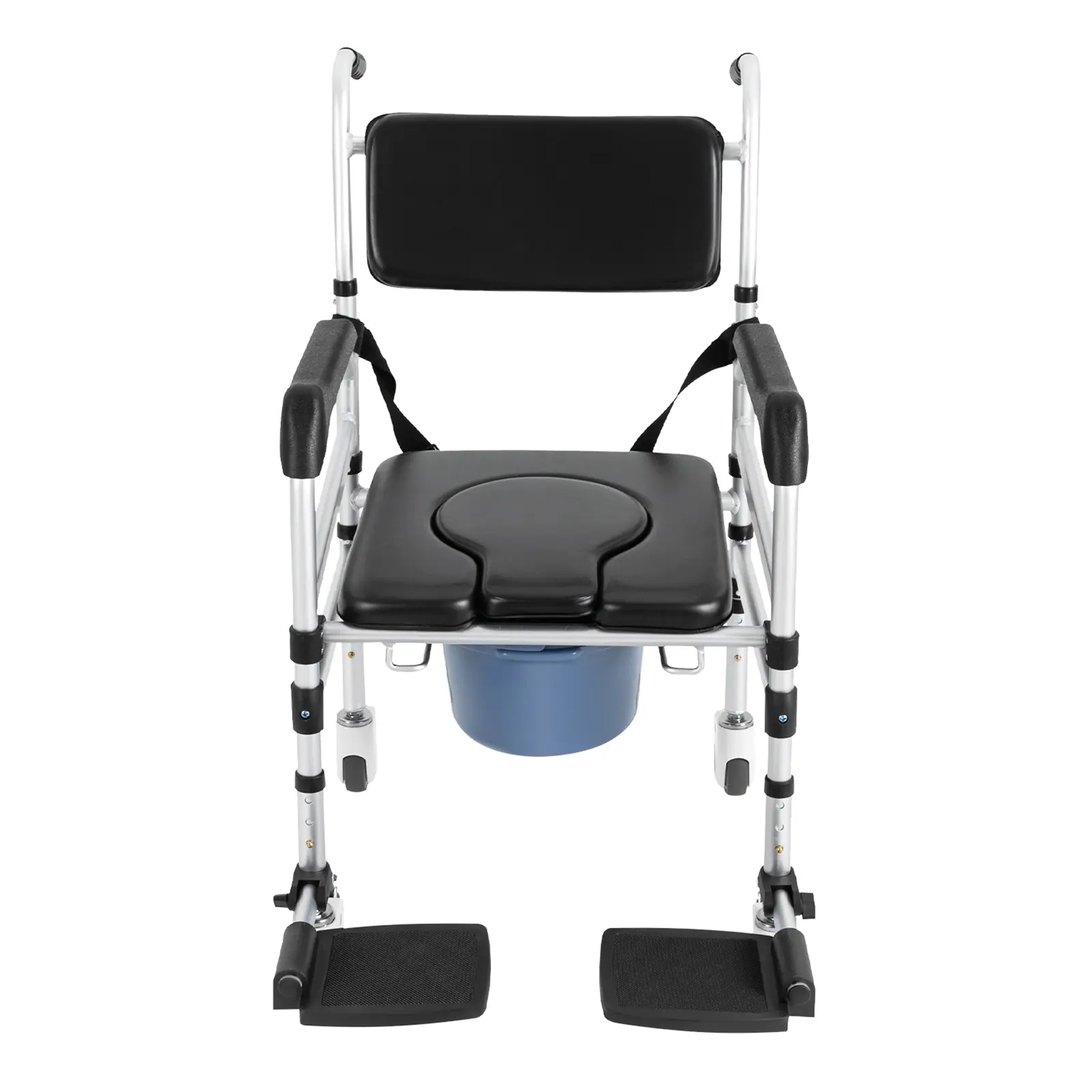 Shower Chair with Wheels Rolling Commode Chair for Toilet with Arms, Adjustable Height Folding Bath Commodes for Inside Shower, Bedside Wheelchair Bathroom Chairs for Elderly, Disabled, Injured Home Home Father Son High School Graduation Gift