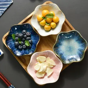 Ceramic Dipping Bowl Set, 4 Counts/set Irregular Shaped Sauce Dish, Snack Dish, Dipping Bowl, Serving Bowls for Home Kitchen Dining Room