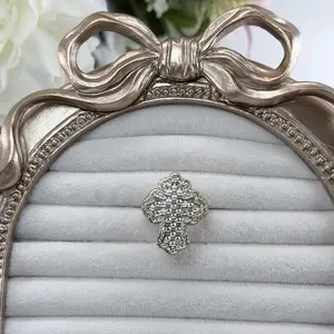 (R71) 14K Gold Plated Rhinestone Cross Ring for Men and Women Elegant Cross Design Unisex Jewelry