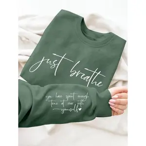 Women’s letter-print crewneck sweatshirt, casual long-sleeve pullover for spring and autumn, fashionable women’s crewneck top, suitable for everyday wear GARMENTARY