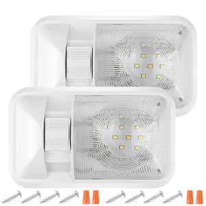 2Pack 12V LED Ceiling Dome Light RV Interior Lighting with Switch Single Dome 640LM Natural White Low Power Consumption High Energy Efficiency