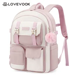 LOVEVOOK School Backpack for Teen Girls,Student Backpack Purse for 8-16 Teenage, Cute Kid Bookbag with Large Cup Holder, Back to School Backpacks Fit 15.6 Inch Laptop, Large College Travel Bag Gift