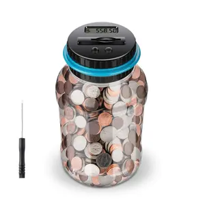 [Fits All US Coins] Digital Counting Money Jar – 1.8L Coin Counter with LCD Display – Large Piggy Bank for Adults & Kids – Smart Savings Jar for Birthdays, Christmas & Everyday Goals