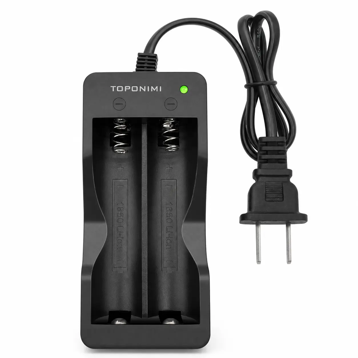 TOPONIMI Battery Chargers Dual-Slot Charger for Compatible Cylindrical Rechargeable Batteries with Charging Indicator and Power Cord