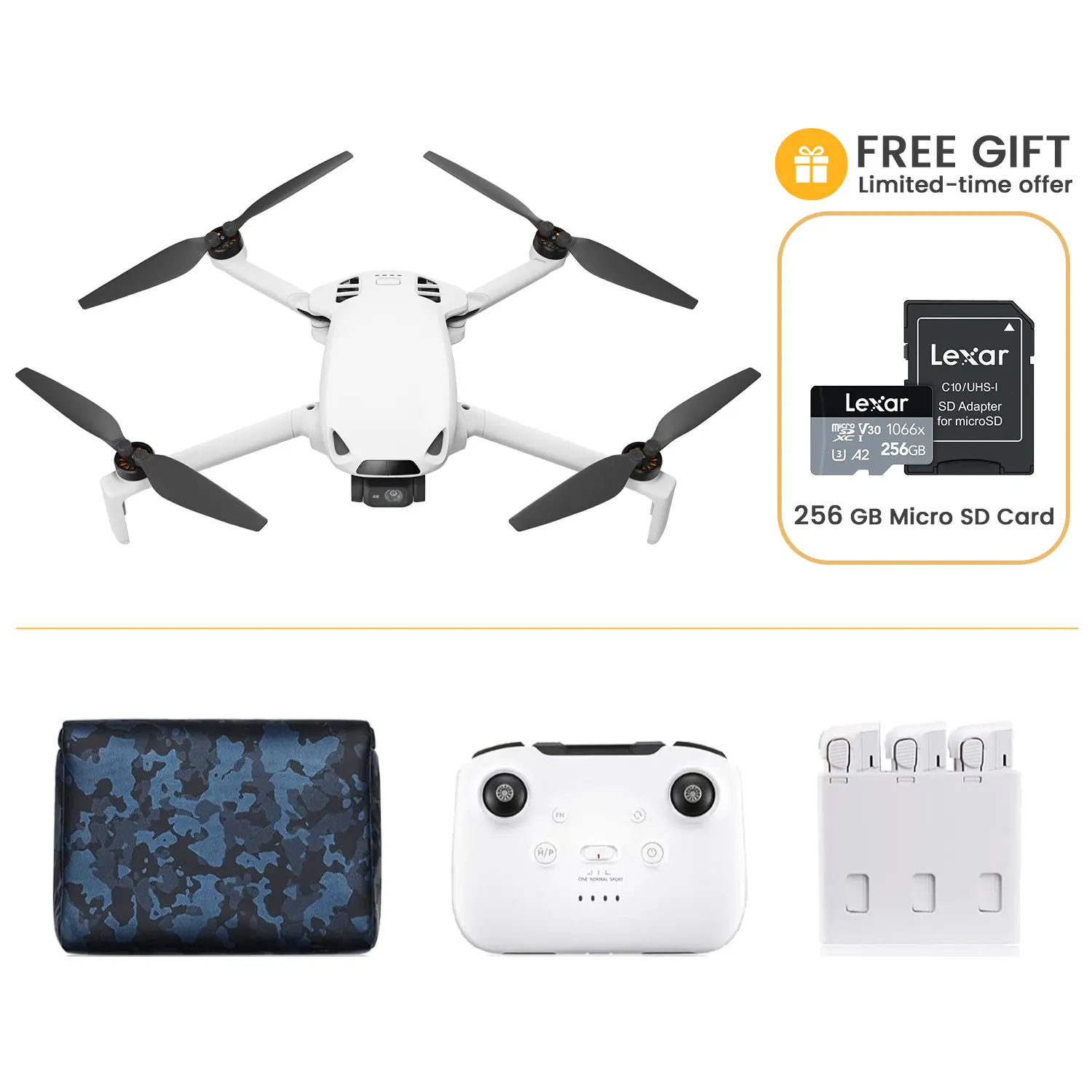 Skyrover S1 Mini Drone Bundle with Camera 4K/60fps Video, Lexar Professional 1066x 256GB U3 A2 V30 microSDXC Included, 3-Axis Gimbal Stabilization, 39,000ft Video Transmission, 120-Min Flight Time, Under 249g, Auto Tracking, Return to Home,