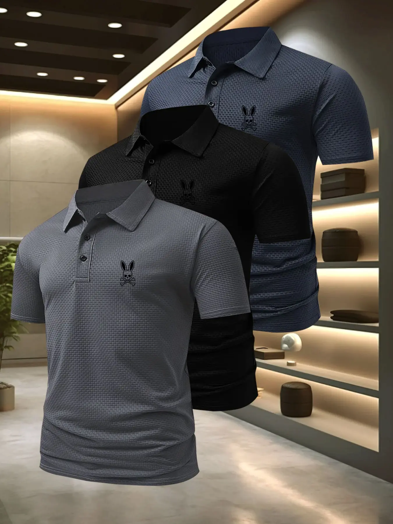 Men's Golf Polo Shirt Set, Golfing Shirts, Athletic Fit Shirts, Quick-Dry Casual Fitted Tops, Casual Sporty Shirt, Comfortable Sportswear, Ideal for Everyday Wear