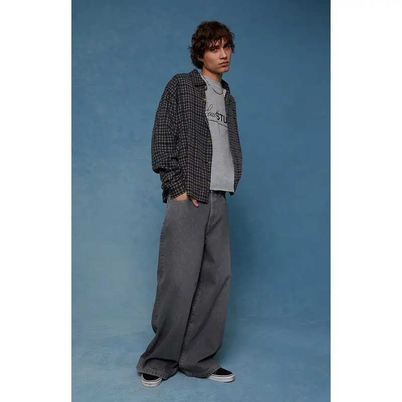 Pacsun Men's Ryder Ultra Baggy Jeans Flames Gray