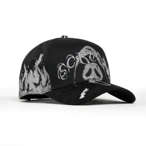 Ghost Face Horror Snapback - Luxury Black Streetwear Cap with 3D Embroidery Gothic Aesthetic Slasher Movie Inspired Unisex Adjustable Fit