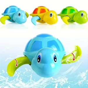 Wind-Up Swimming Turtle - A fun bath toy designed for family playtime. Features a smooth shell surface with cute patterns, easy winding for little hands, and steady swimming motion. Ideal for Unisex family bathtub bathing and interactive