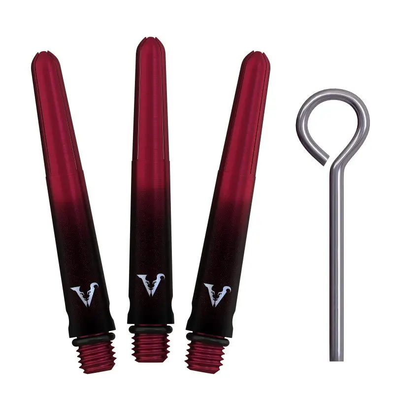 Shade Red Aluminum Dart Shafts, Short 3-Pack Set for Dart Enthusiasts, Universal 2BA Thread Size with 3 O-Rings and 1 Locking Pin, Assorted Colors And Sizes, Dart-Throwing