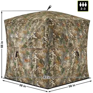 【Tidewe Hunting Winter】TIDEWE Hunting Blind See Through with Carrying Bag, 2-3 Person Pop Up Ground Blinds 270 Degree, Portable Resilient Hunting Tent for Deer & Turkey Hunting Camouflage Sliding Windows #tiktok holidayhaul