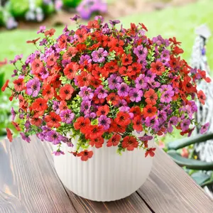 Artificial Flowers Faux Plants, 12 Bundles Pack Realistic Plastic Plant, Fake Flowers Outdoor, Colorful Floral Daisy UV Resistant Decorative, Outdoor Spring Summer Decor, Artificial Bouquets