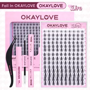 OKAYLOVE Lira Lash Clusters Kit with 1-2 Weeks Long-lasting Lash Bond and Seal, Tweezers and  Eyelash Remover for DIY at Home for Natural Clean Girls Makeup Gifts