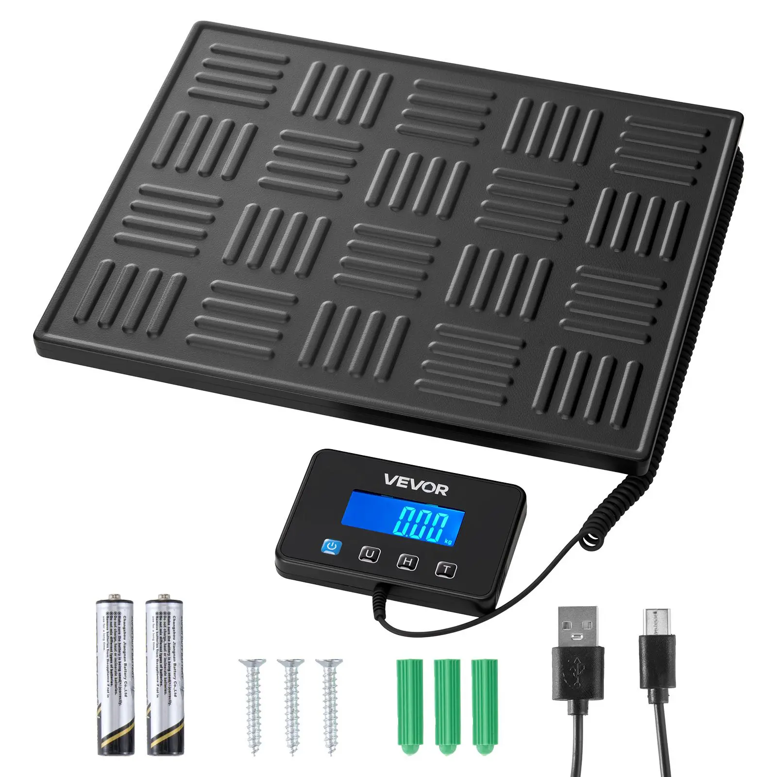 VEVOR Heavy-Duty Industrial Digital Postal Scale, 0.7 oz-3.5 oz Dual Accuracy, 660 lbs Measuring Capacity, Portable Electronic Industrial Scale for Small Businesses, Hold/Tare Functions, LCD Display, Battery & Charging Cable Included#BackToSchool