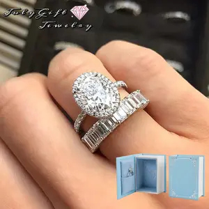 4.5ct Oval Synthetic Moissanite Engagement Ring Set - Hypoallergenic Bridal Set for Women