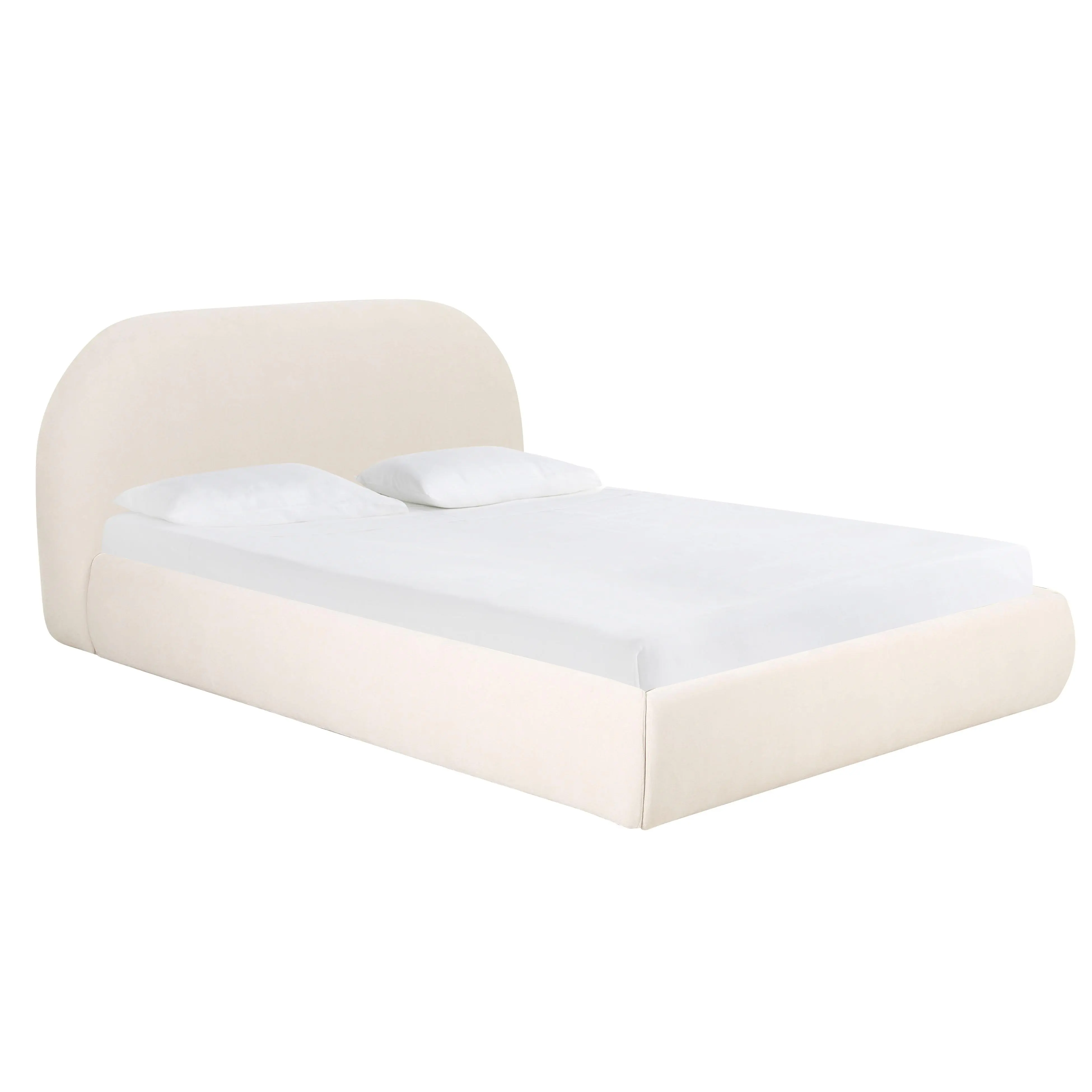 Bara Cream Textured Performance Velvet Bed