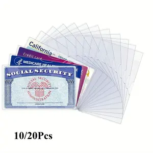 10/20 Piece Waterproof PVC Card Protector Sleeves, Soft Transparent Covers for Social Security, Healthcare Insurance, Credit Cards, Transparent Card Holder
