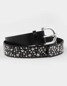 Multi Star Studded Belt, Black