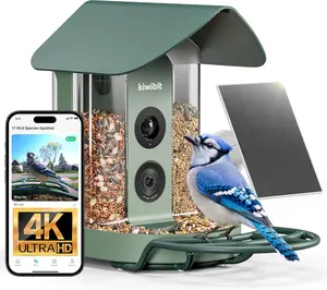 Smart Bird Feeder with Camera Solar Powered, 4K Video Live stream, Wireless Outdoors Bird Camera, AI Identification Bird Specie, Real-Time Bird Alert, Birdwatching Gift for Father's Day, Green